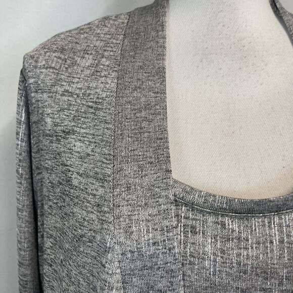 Susan Graver Cardigan Jacket & Tank Set size Extra Large Silver Gray Stretch - Picture 4 of 10